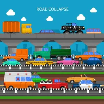 Road Collapse Background Stock Illustration