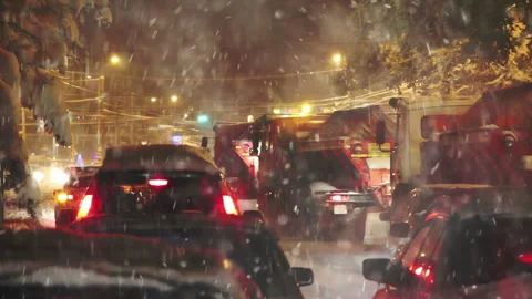 Road Collapse due to Blizzard 4K TZ Stock Footage 269506964