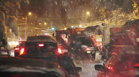 Road Collapse due to Blizzard Video stock 39541860