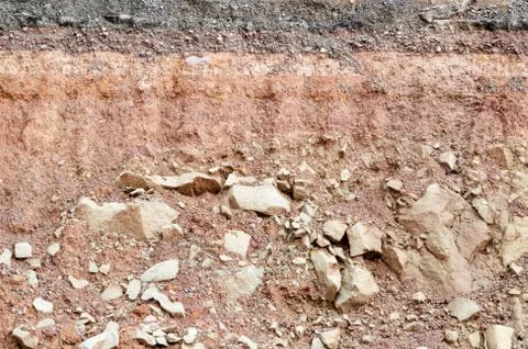 Road collapses.layer of soil beneath section Stock Photos