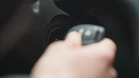 Road Commuter Inserting Metal Key Into Starter And Turning To Start Engine Stock Footage 310515670