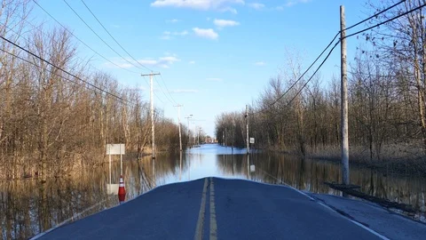 Road completly flooded Stock Footage 114860521