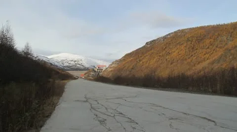 The road from the concrete in the permafrost Stock Footage 12384609