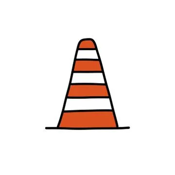 Road cone doodle icon, vector illustration Stock Illustration