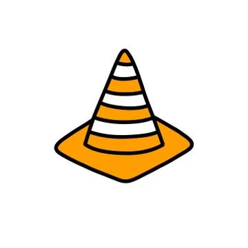 Road cone doodle icon, vector color illustration Stock Illustration