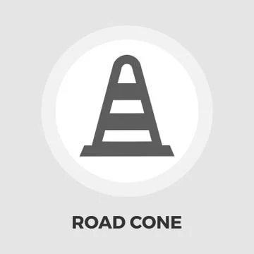 Road Cone icon flat Stock Illustration
