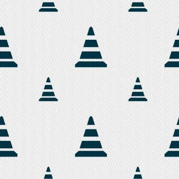 Road cone icon. Seamless pattern with geometric texture. Vector Illustrazione stock
