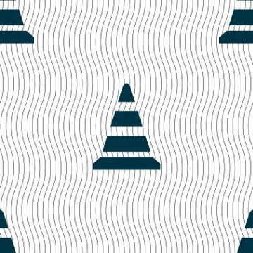 Road cone icon. Seamless pattern with geometric texture. Vector Illustrazione stock