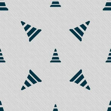Road cone icon. Seamless pattern with geometric texture. Stockillustratie