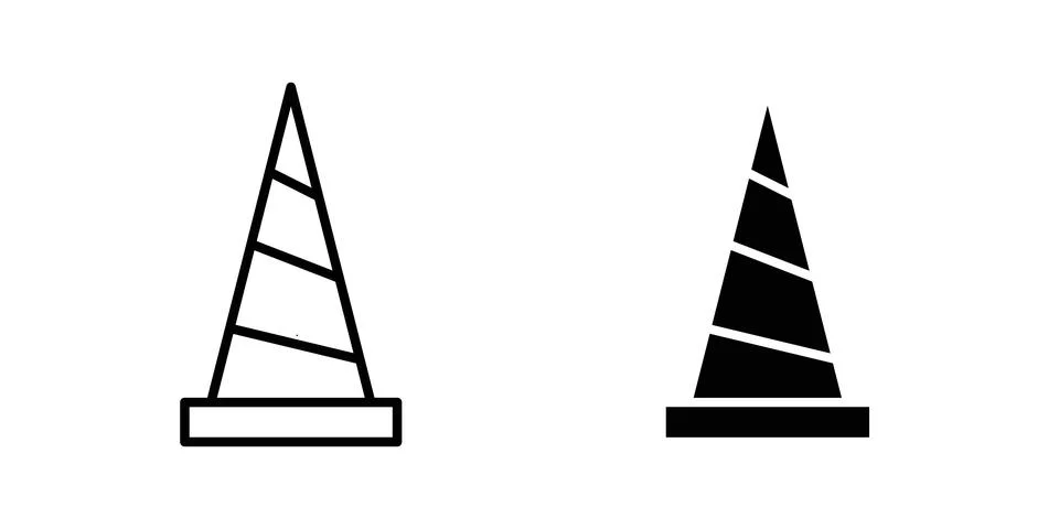 Road cone icon vector template set in black Stock Illustration