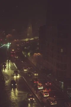 Road congestion in rainy night Stock Photos