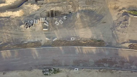 Road construction. Aerial view Видео 111857991