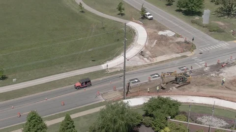 Road construction aerial view Stock Footage 113029491