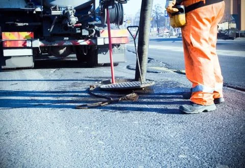 Road construction and workers Stock-Fotos