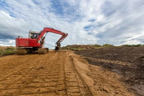 Road Construction and working of the construction machinery. Stock Photos