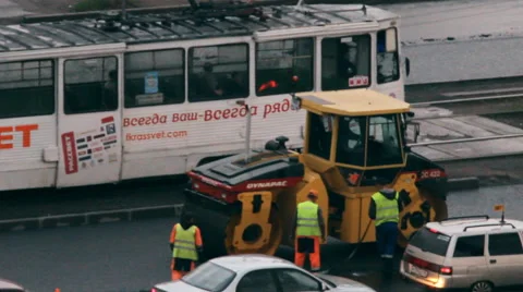 Road construction, asphalt paving projects Stock Footage 47751756