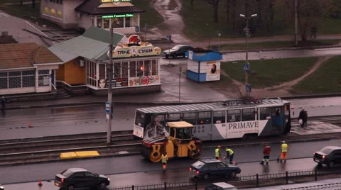 Road construction, asphalt paving projects Stock Footage 47752043