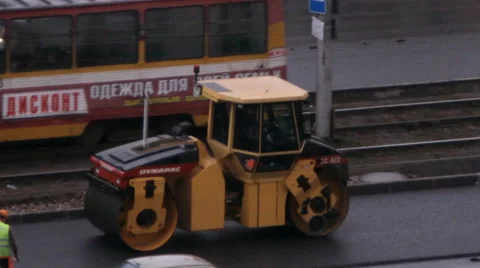 Road construction, asphalt paving projects Stock Footage 47786678