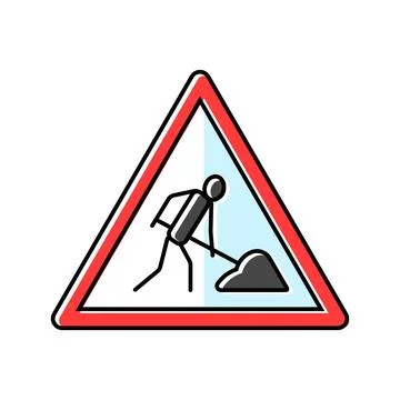 Road construction car driving obstacles color icon vector illustration Illustrazione stock