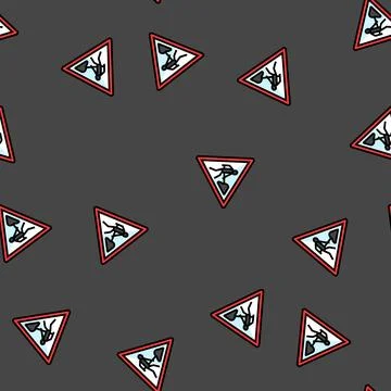 Road construction car driving obstacles vector seamless pattern Illustrazione stock