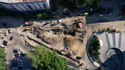 Road construction in the city Stock Footage 201154071