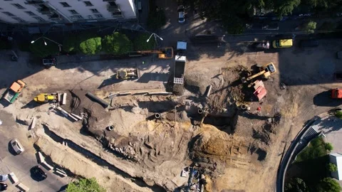 Road construction in the city Stock Footage 243701012