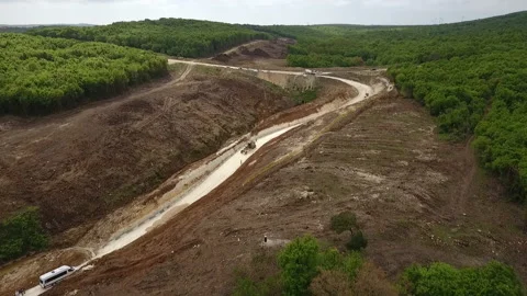 Road construction on the coast Stock Footage 170926565