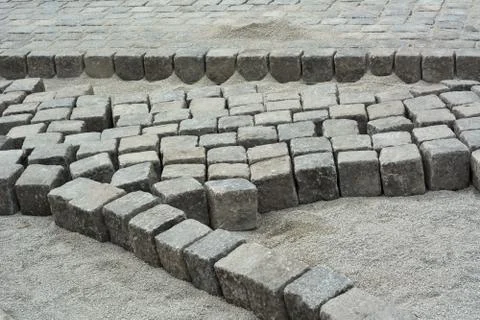 Road Construction with Cobblestone Stock Photos