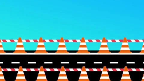 Road Construction Cone Barrier Scrolling Loop Stock Footage 340373380
