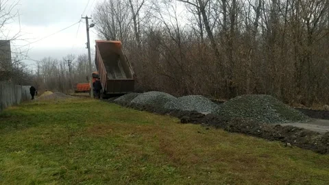 Road construction in the countryside. B Video stock 165762786