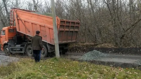 Road construction in the countryside. A Video stock 165762769