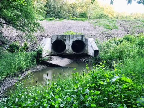 Road construction drainage pipe Stock-Fotos
