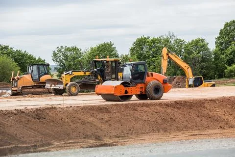 Road construction equipment Stock Photos