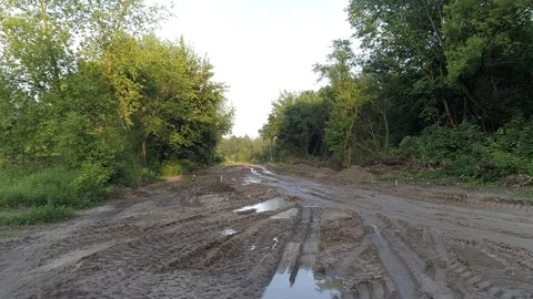 Road construction, first stage of construction, aerial view Stock Footage 120399105