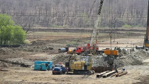 Road construction in the forest in the Far East of Russia Stock Footage 77786785