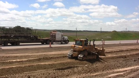 Road Construction -H dozer grader Stock Footage 104830030