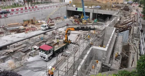 Road Construction in Hong Kong Stock Footage 50128301
