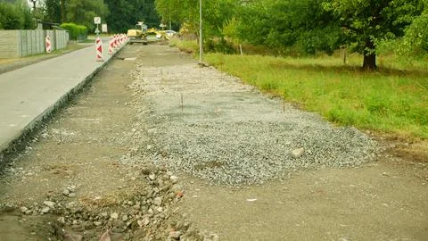 Road construction infrastructure improvement project roadway road widening Stock Photos