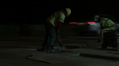 Road Construction Jackhammer Video stock 44612601