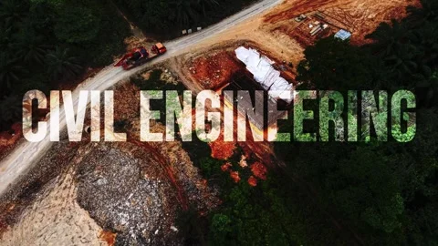 Road Construction Motion Background Civil Engineering Text Overlay Stock Footage 346859266