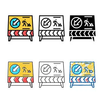 Road construction multipack sign color icon vector Stock Illustration