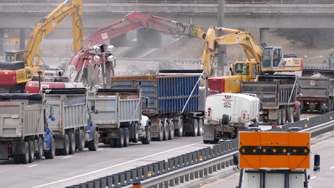 Road construction project on highway Видео 86301103