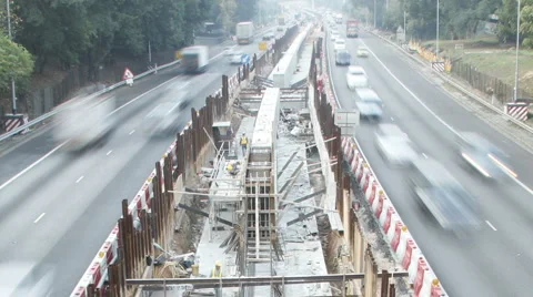 Road construction projects in Hong Kong - 03 Stock Footage 997664