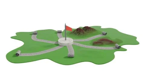 Road construction in province area 3d illustration Stock Illustration