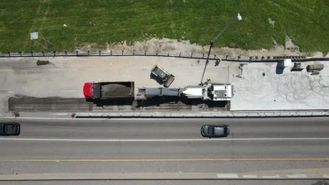 Road Construction - Road Scraping with Red Dump Truck Stock-Footage 250020577