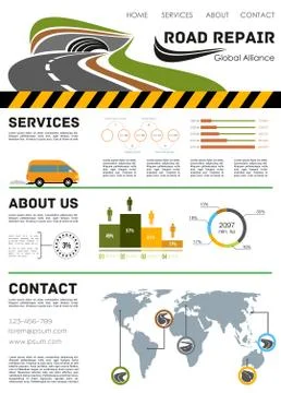 Road construction service vector landing page Stockillustratie