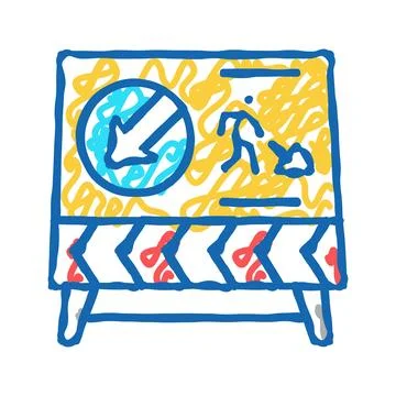 Road construction sign icon doodle illustration Stock Illustration