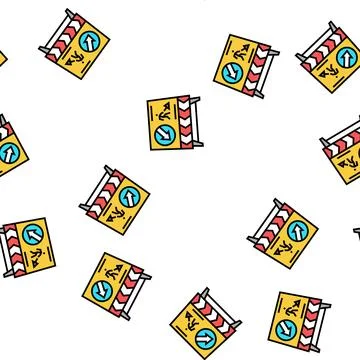 Road construction sign vector seamless pattern Stock Illustration