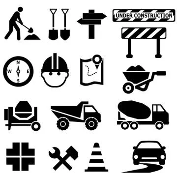 Road construction signs Stock Illustration
