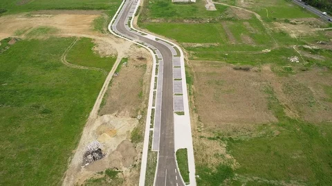 Road construction site - aerial view Stock Footage 106908978